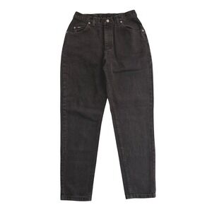 Vintage Lee High Waisted Mom Jeans Black Tapered Leg Made in USA Size 12 MED